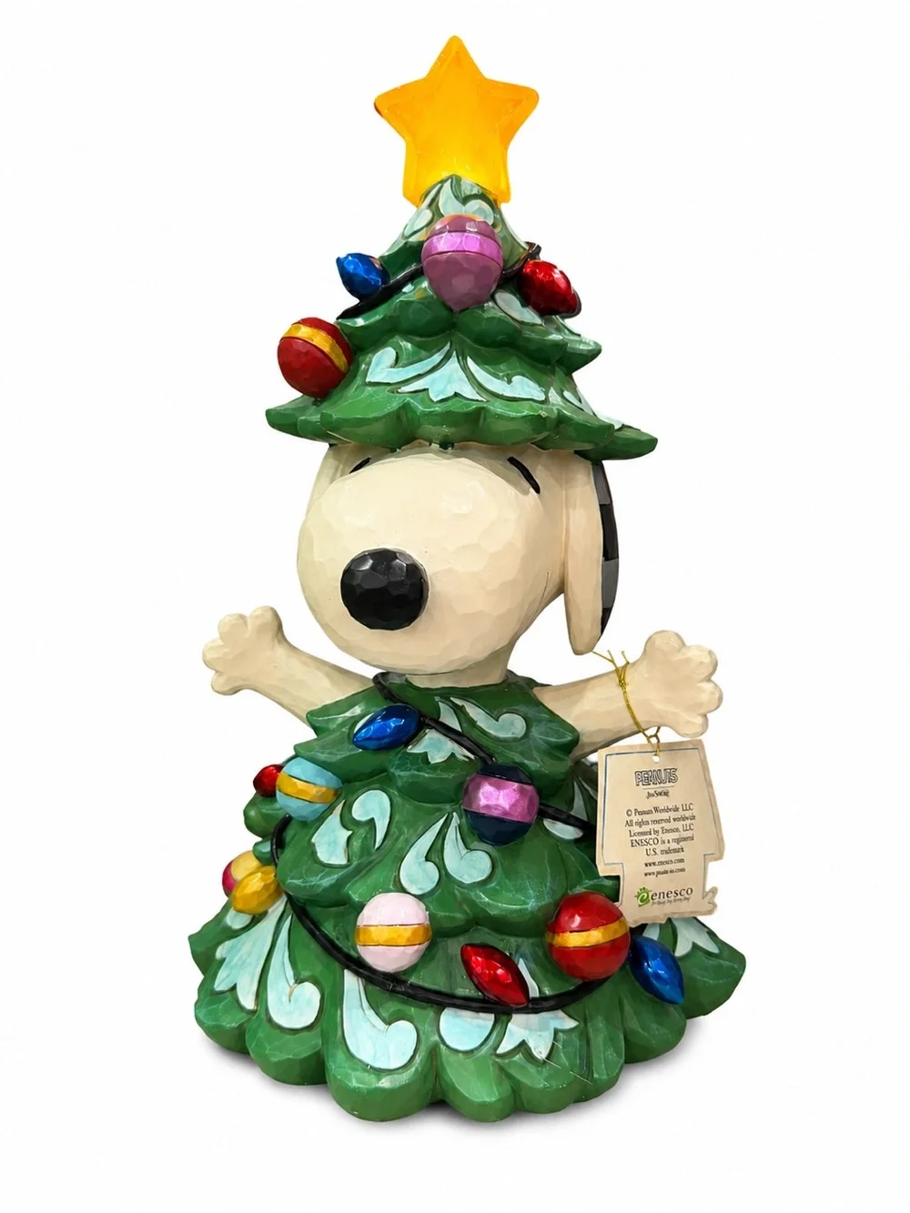 Jim Shore Peanuts Snoopy Christmas Tree Statue - Green